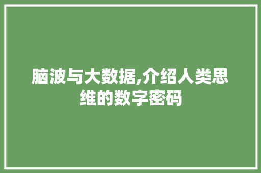 脑波与大数据,介绍人类思维的数字密码 百度SEO