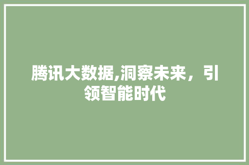 腾讯大数据,洞察未来，引领智能时代 必应SEO