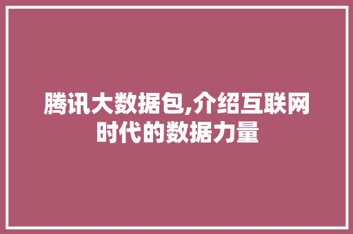 腾讯大数据包,介绍互联网时代的数据力量 GoogleSEO
