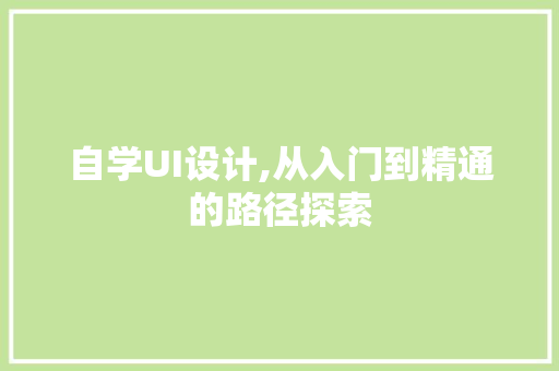自学UI设计,从入门到精通的路径探索 必应SEO