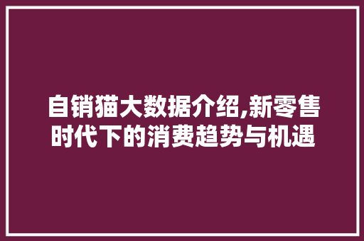 自销猫大数据介绍,新零售时代下的消费趋势与机遇 必应SEO