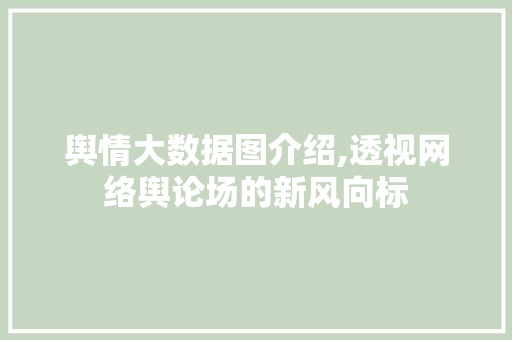 舆情大数据图介绍,透视网络舆论场的新风向标 GoogleSEO