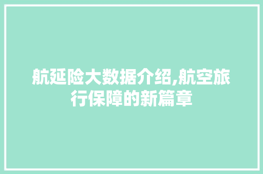 航延险大数据介绍,航空旅行保障的新篇章 神马SEO