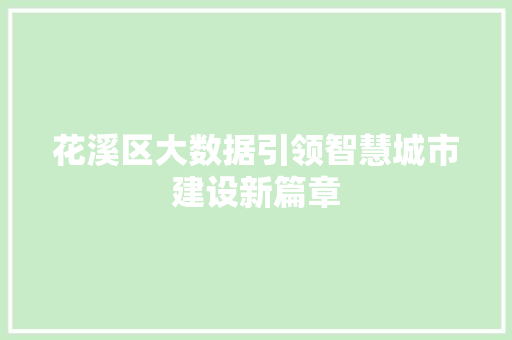 花溪区大数据引领智慧城市建设新篇章 神马SEO
