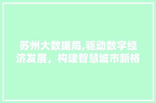 苏州大数据局,驱动数字经济发展，构建智慧城市新格局 神马SEO
