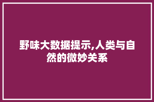 野味大数据提示,人类与自然的微妙关系 必应SEO