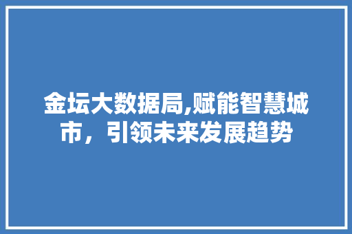 金坛大数据局,赋能智慧城市，引领未来发展趋势