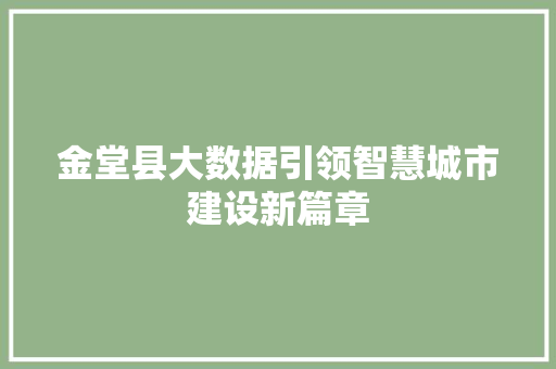 金堂县大数据引领智慧城市建设新篇章 神马SEO