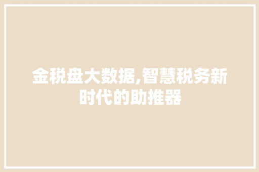 金税盘大数据,智慧税务新时代的助推器