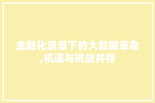 金融化浪潮下的大数据革命,机遇与挑战并存 神马SEO