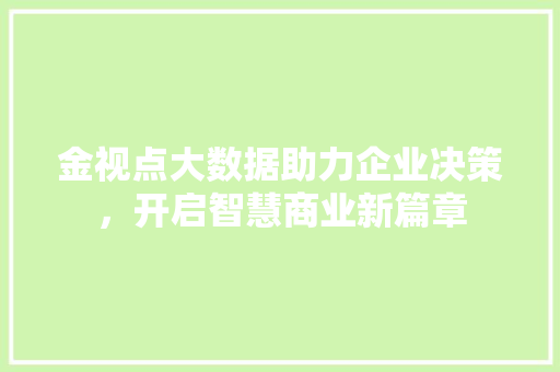 金视点大数据助力企业决策，开启智慧商业新篇章 神马SEO