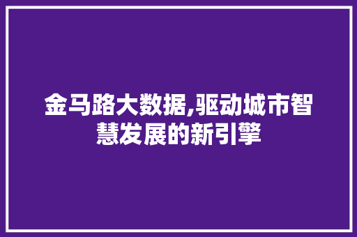 金马路大数据,驱动城市智慧发展的新引擎 神马SEO