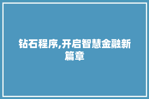 钻石程序,开启智慧金融新篇章 神马SEO
