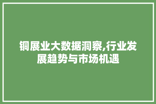 铜展业大数据洞察,行业发展趋势与市场机遇