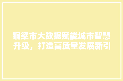 铜梁市大数据赋能城市智慧升级，打造高质量发展新引擎 搜狗SEO