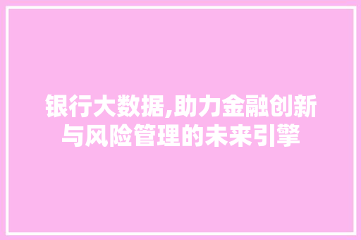 银行大数据,助力金融创新与风险管理的未来引擎