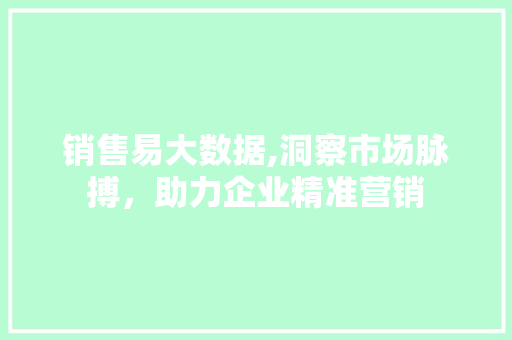 销售易大数据,洞察市场脉搏，助力企业精准营销