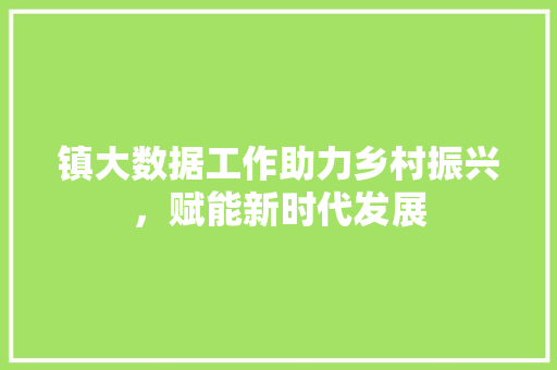 镇大数据工作助力乡村振兴，赋能新时代发展 搜狗SEO
