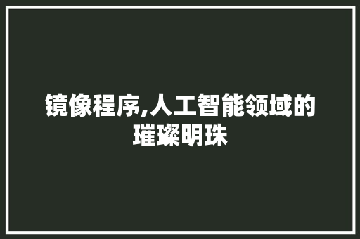 镜像程序,人工智能领域的璀璨明珠 搜狗SEO