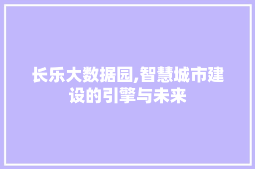 长乐大数据园,智慧城市建设的引擎与未来 必应SEO