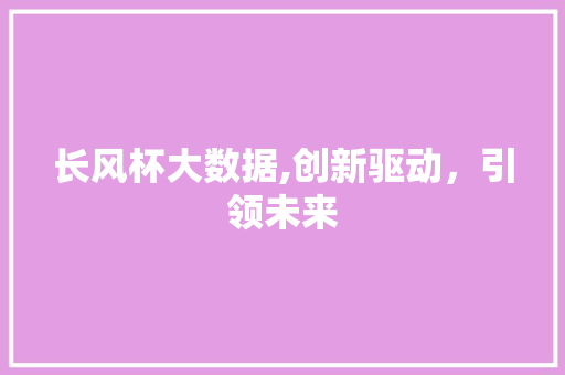 长风杯大数据,创新驱动，引领未来
