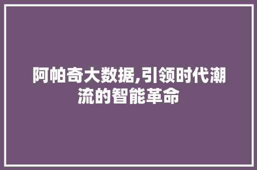 阿帕奇大数据,引领时代潮流的智能革命 百度SEO
