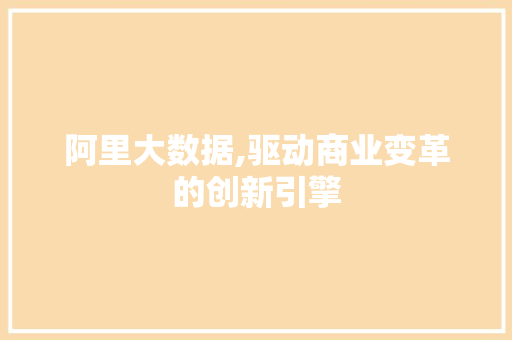 阿里大数据,驱动商业变革的创新引擎 神马SEO