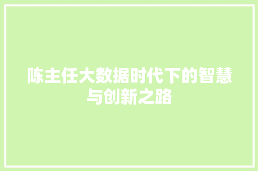 陈主任大数据时代下的智慧与创新之路 GoogleSEO