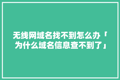 无线网域名找不到怎么办「为什么域名信息查不到了」 无线网域名找不到怎么办「为什么域名信息查不到了」 神马SEO