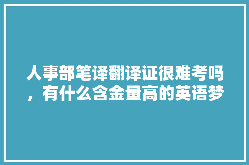 人事部笔译翻译证很难考吗，有什么含金量高的英语梦里证书「为什么笔译找工作很难找」 人事部笔译翻译证很难考吗，有什么含金量高的英语梦里证书「为什么笔译找工作很难找」 必应SEO