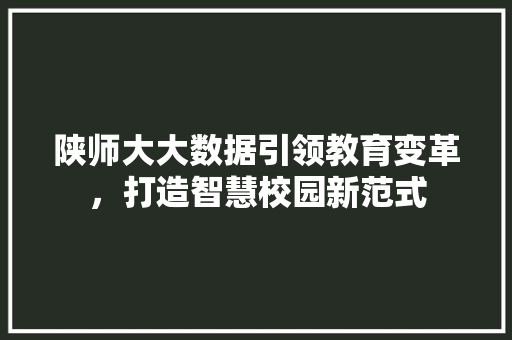 陕师大大数据引领教育变革，打造智慧校园新范式 搜狗SEO