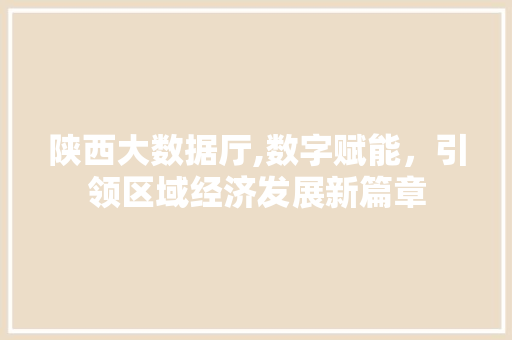 陕西大数据厅,数字赋能，引领区域经济发展新篇章 神马SEO