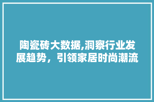 陶瓷砖大数据,洞察行业发展趋势，引领家居时尚潮流
