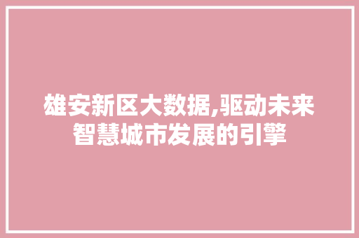 雄安新区大数据,驱动未来智慧城市发展的引擎 GoogleSEO