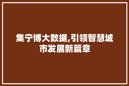 集宁博大数据,引领智慧城市发展新篇章 百度SEO