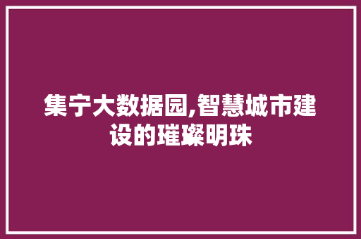 集宁大数据园,智慧城市建设的璀璨明珠 神马SEO