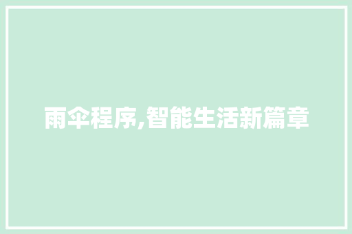 雨伞程序,智能生活新篇章 必应SEO