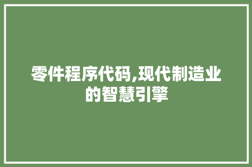 零件程序代码,现代制造业的智慧引擎 必应SEO