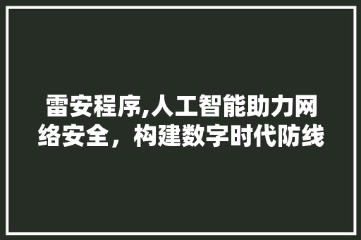 雷安程序,人工智能助力网络安全，构建数字时代防线 百度SEO