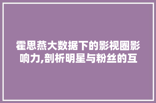霍思燕大数据下的影视圈影响力,剖析明星与粉丝的互动关系 必应SEO