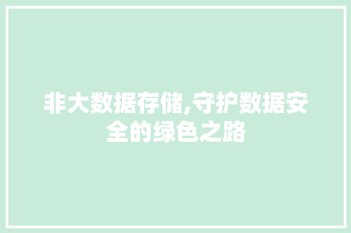 非大数据存储,守护数据安全的绿色之路 GoogleSEO