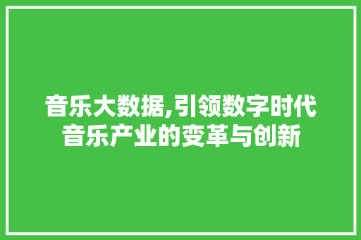 音乐大数据,引领数字时代音乐产业的变革与创新 神马SEO