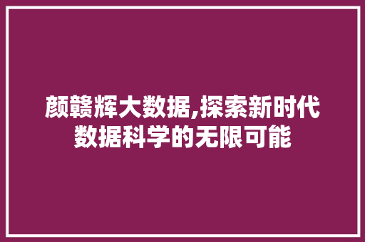 颜赣辉大数据,探索新时代数据科学的无限可能 百度SEO