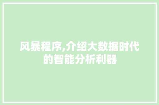 风暴程序,介绍大数据时代的智能分析利器 必应SEO