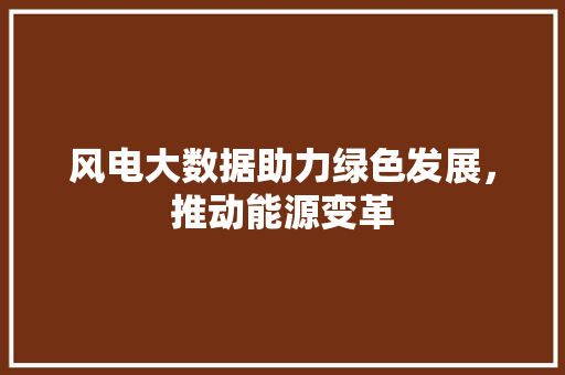 风电大数据助力绿色发展，推动能源变革 GoogleSEO
