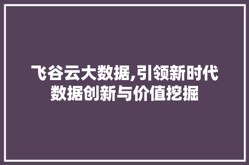 飞谷云大数据,引领新时代数据创新与价值挖掘 GoogleSEO