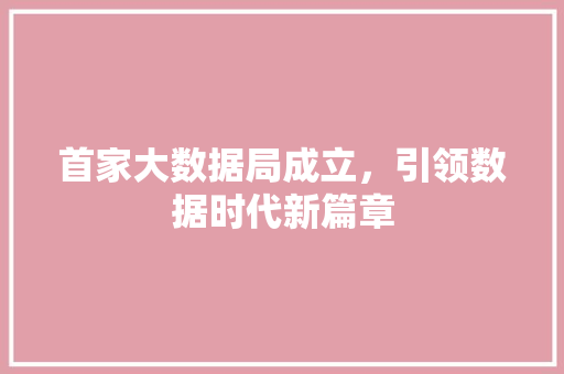 首家大数据局成立，引领数据时代新篇章 搜狗SEO