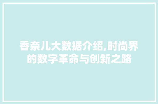 香奈儿大数据介绍,时尚界的数字革命与创新之路 百度SEO