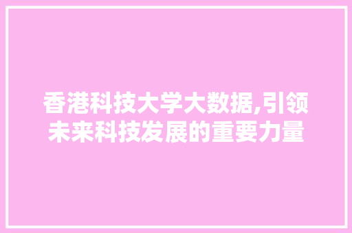 香港科技大学大数据,引领未来科技发展的重要力量