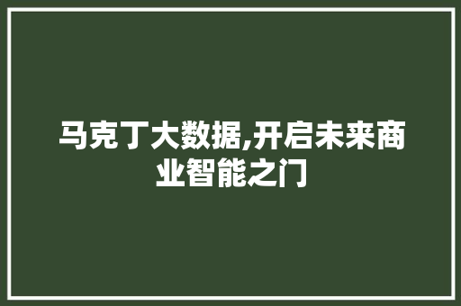 马克丁大数据,开启未来商业智能之门 百度SEO